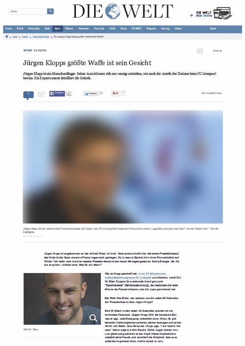 Jürgen Klopps größte Waffe ist sein Gesicht - DIE WELT
